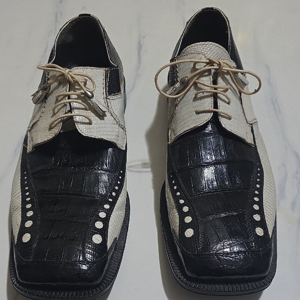 Mens Slick Erotica Black,white Alligator Shoes Size 13